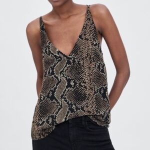 Zara Trf Snake Print Strappy Camisole Tank Top Sz XS NWOT